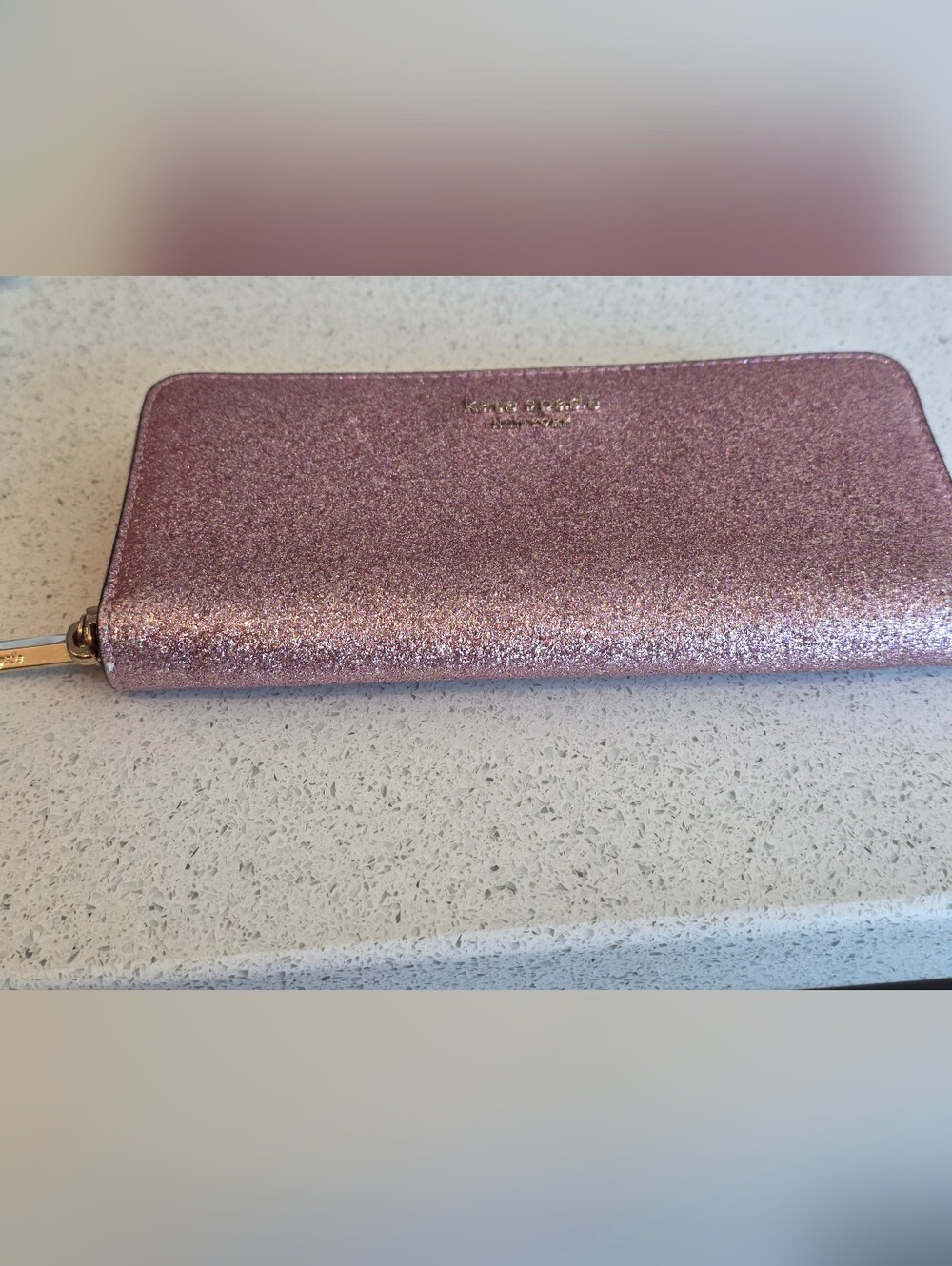 kate spade glittery blush pink zip-around wallet - Picture 8 of 9